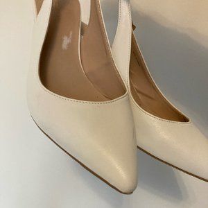 White Pointed Low Heels